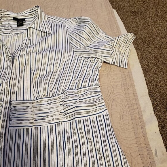 LANE Bryant Ruched Waist Button Front Blouse - Picture 2 of 7